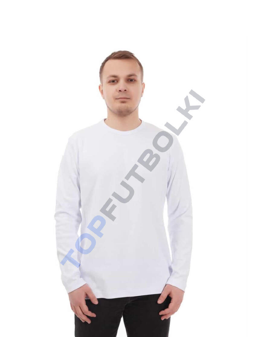 Белый мужской лонгслив с лайкрой оптом