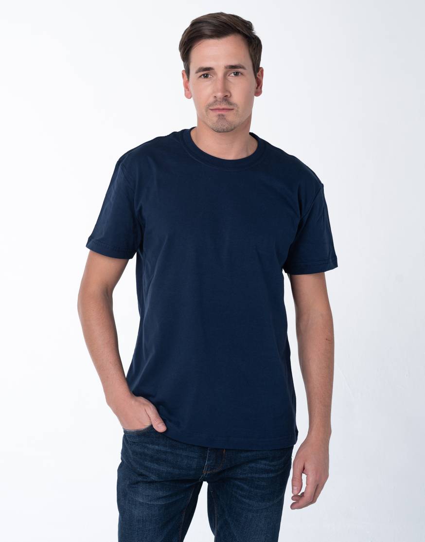 Темно-синяя мужская футболка с лайкрой оптом